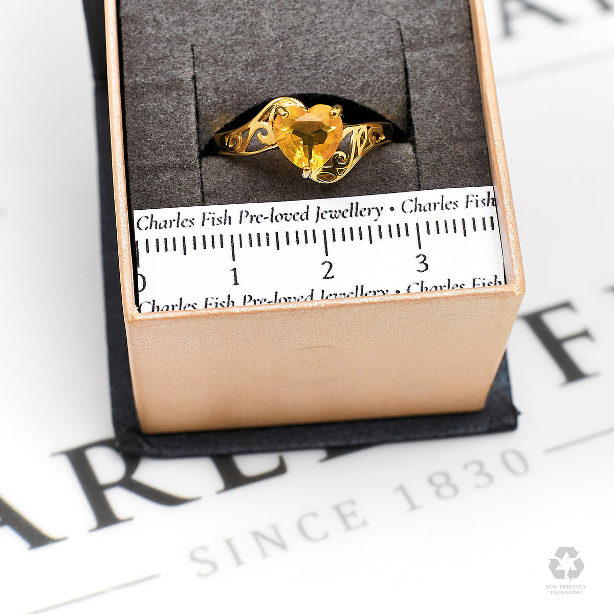 Pre-Owned 9ct Gold Heart Shape Fire Opal Ring Size N
