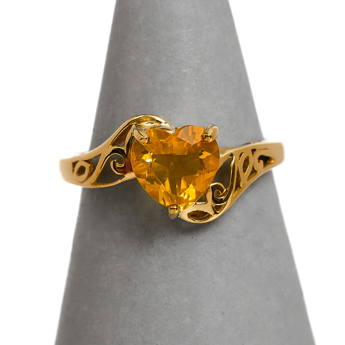 Pre-Owned 9ct Gold Heart Shape Fire Opal Ring Size N