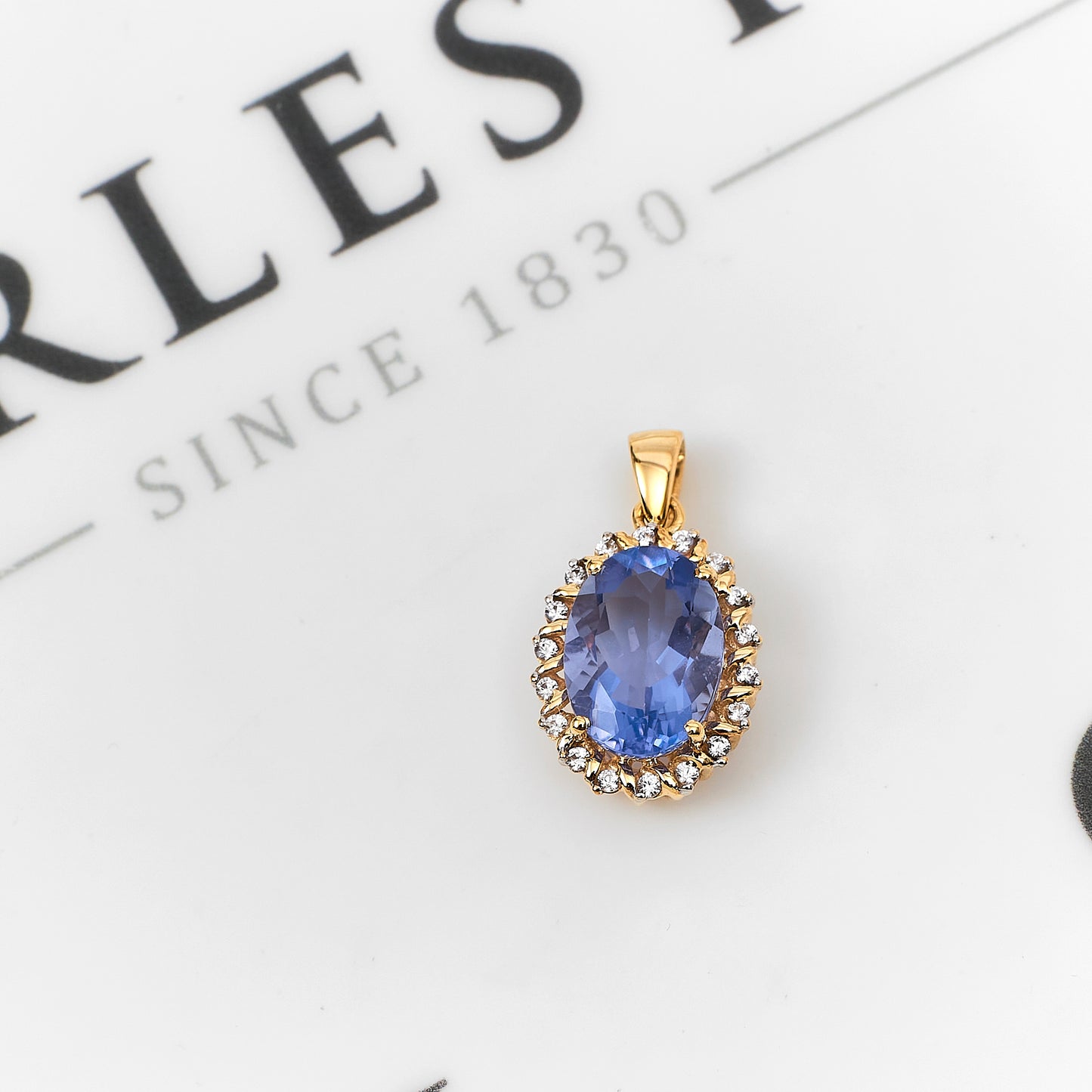 Pre-Owned 9ct Gold Fluorite & White Zircon Cluster Pendant