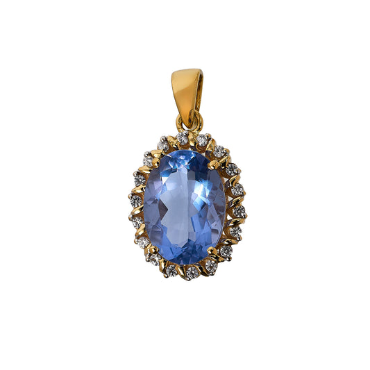 Pre-Owned 9ct Gold Fluorite & White Zircon Cluster Pendant