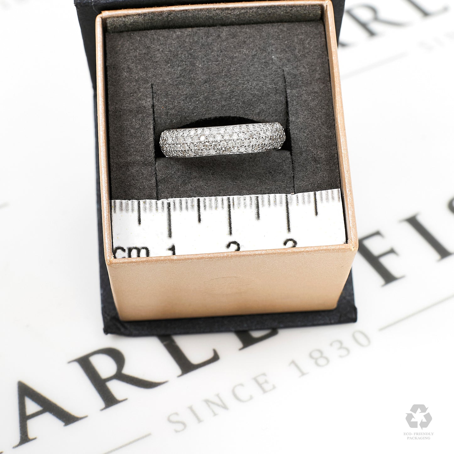 Pre-Owned 9ct White Gold 4 Row Diamond Band Ring Size N.5