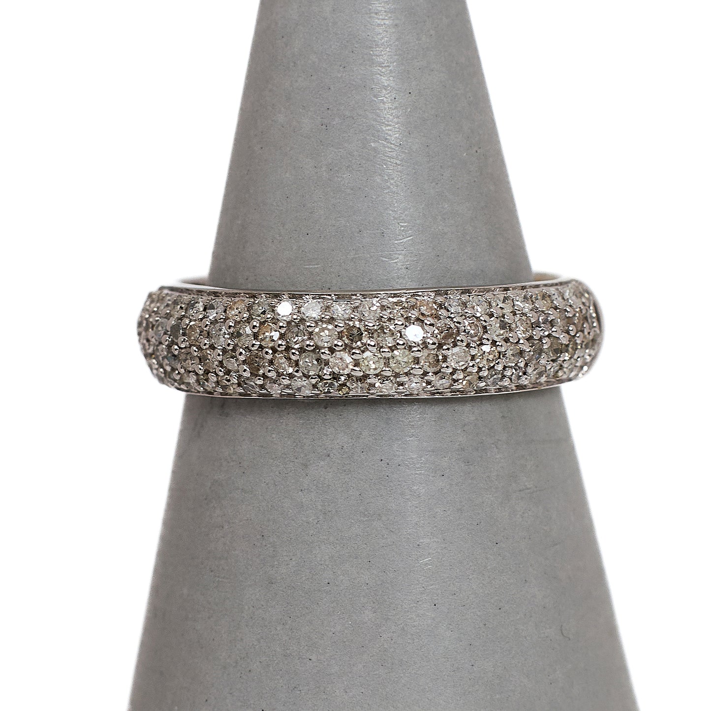 Pre-Owned 9ct White Gold 4 Row Diamond Band Ring Size N.5