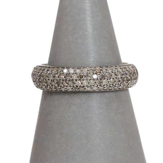 Pre-Owned 9ct White Gold 4 Row Diamond Band Ring Size N.5