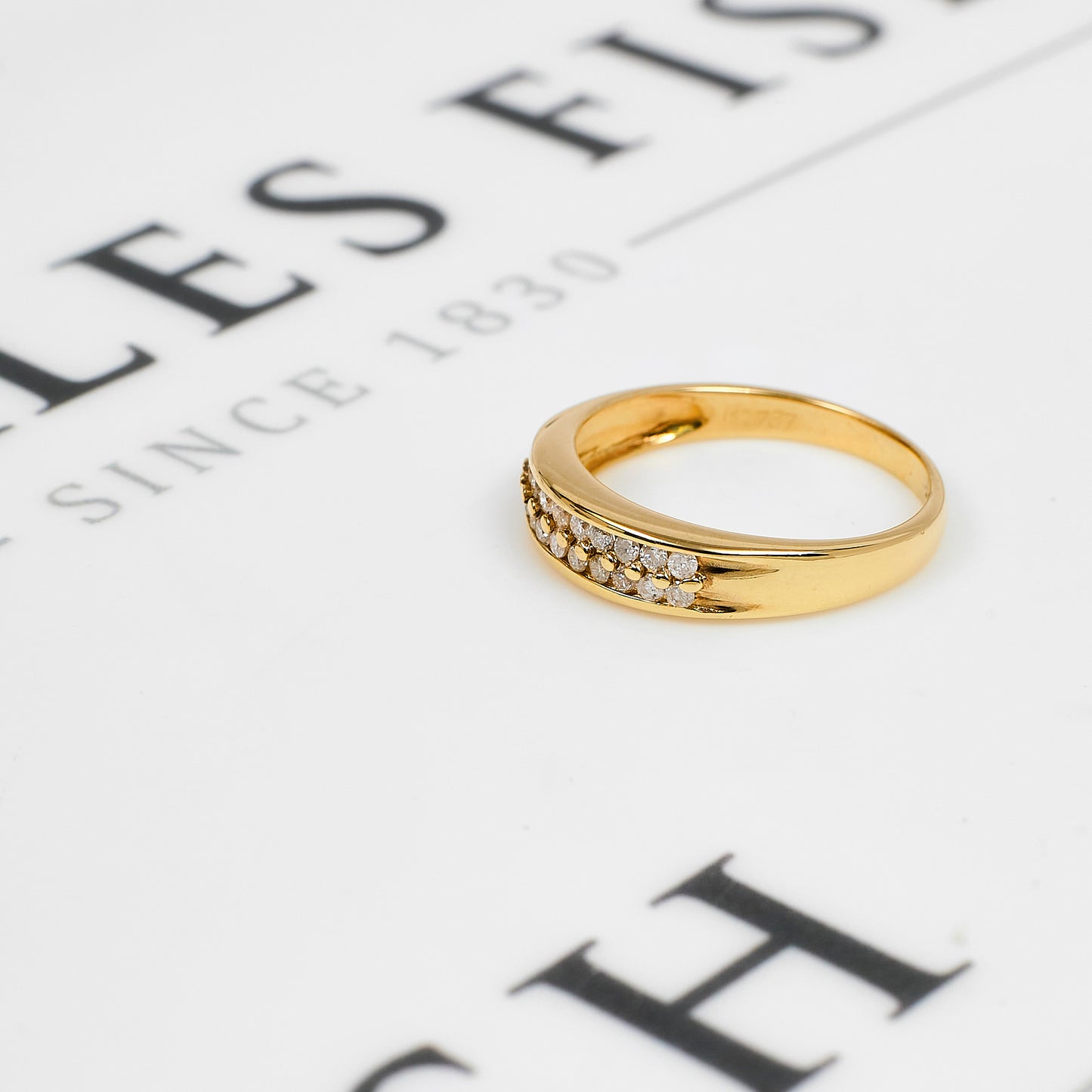 Pre-Owned 9ct Gold 2 Row Diamond Ring Size P