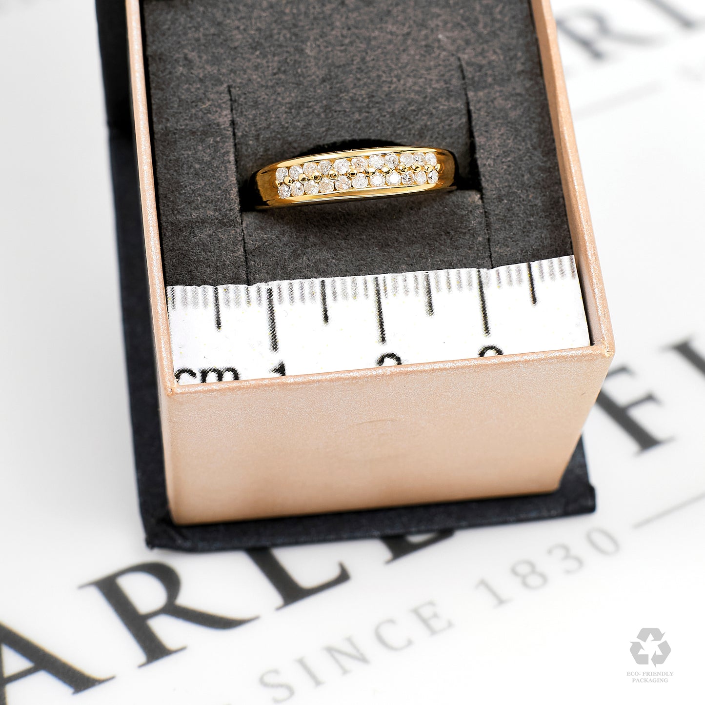 Pre-Owned 9ct Gold 2 Row Diamond Ring Size P