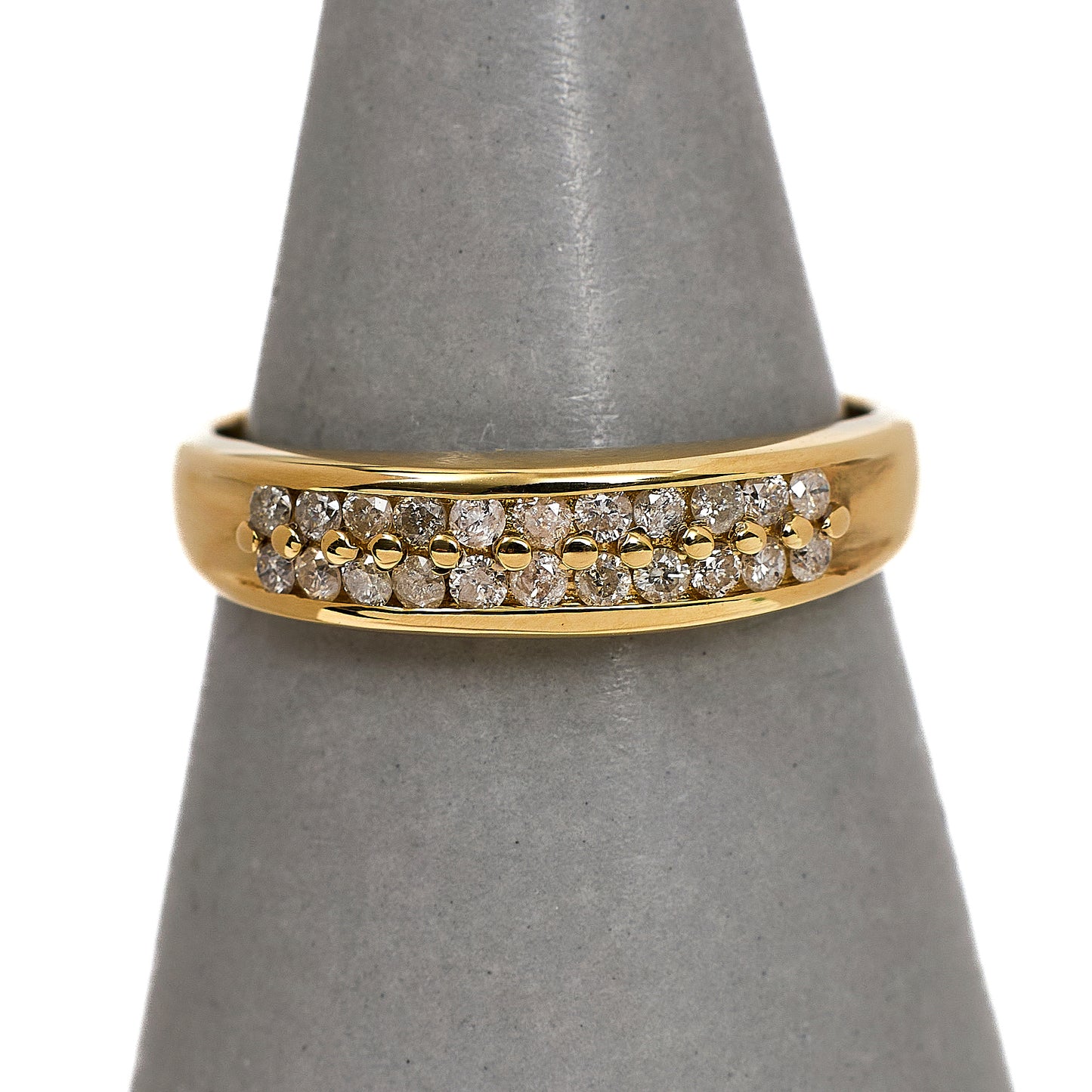 Pre-Owned 9ct Gold 2 Row Diamond Ring Size P