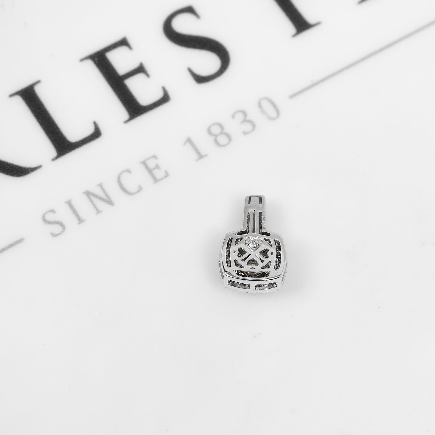 Pre-Owned 9ct White Gold Square Diamond Cluster Pendant