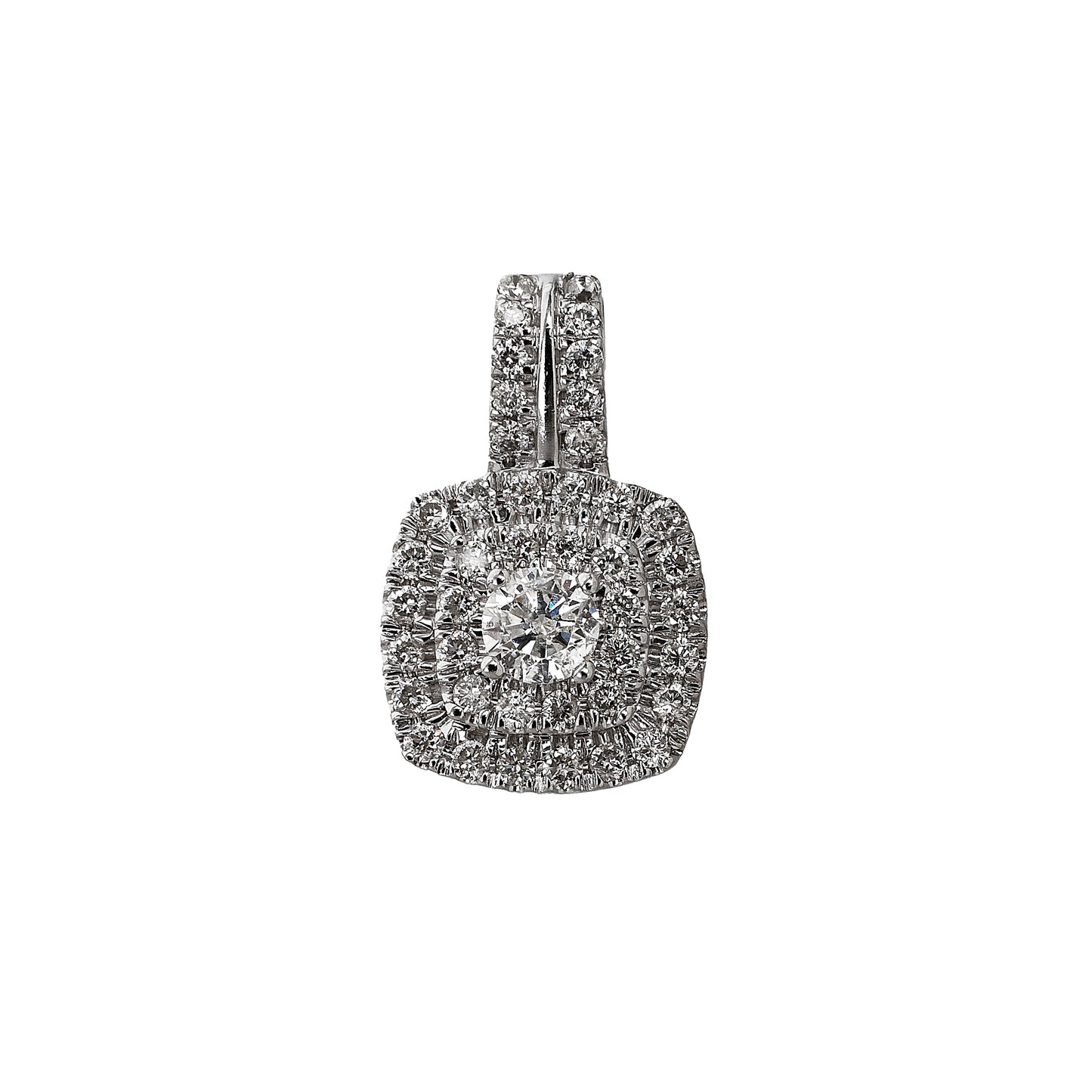 Pre-Owned 9ct White Gold Square Diamond Cluster Pendant