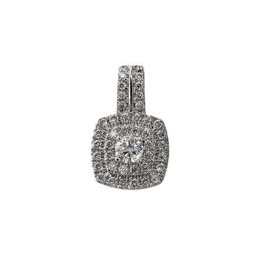 Pre-Owned 9ct White Gold Square Diamond Cluster Pendant