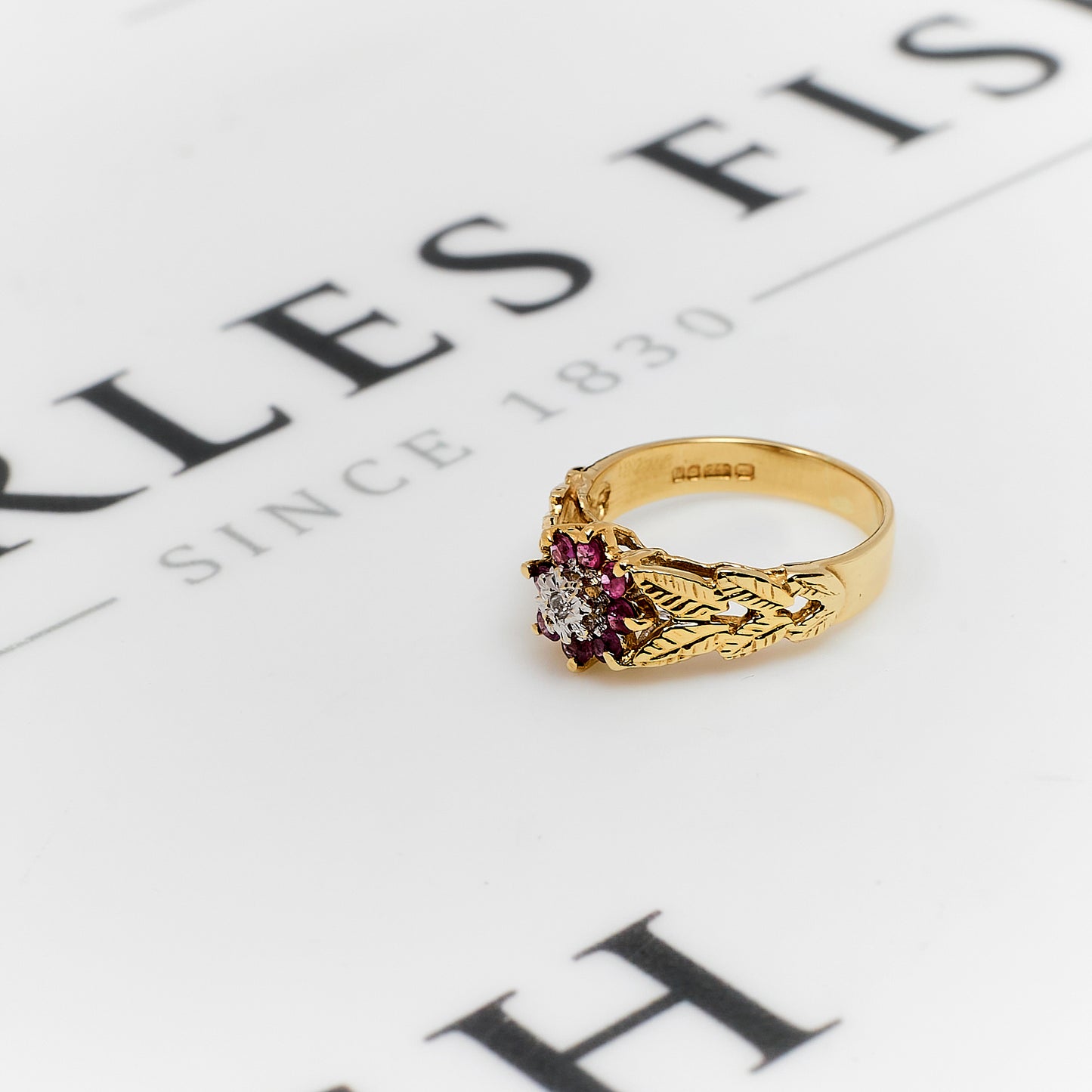 Pre-Owned 9ct Gold Ruby & Diamond Cluster Ring Size K