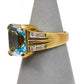 Pre-Owned 9ct Gold Rectangle Topaz & Diamond Ring Size N