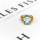 Pre-Owned 9ct Gold Rectangle Topaz & Diamond Ring Size N
