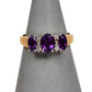 Pre-Owned 9ct Gold Amethyst & Diamond Ring Size H.5