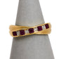 Pre-Owned 9ct Gold Diamond & Red Stone Crossover Ring Size N