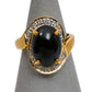 Pre-Owned 9ct Gold Cabocohon Quartz & Diamond Cluster Ring