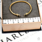 Pre-Owned 9ct Gold 2 Sapphire Childs Open Ended Bangle