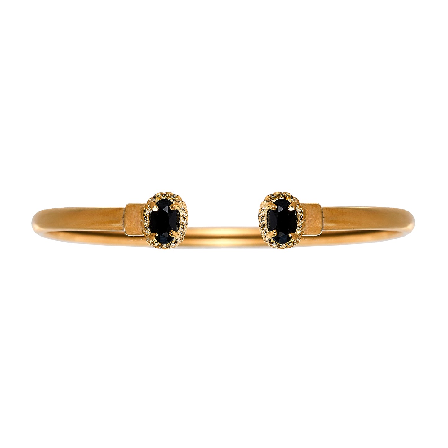Pre-Owned 9ct Gold 2 Sapphire Childs Open Ended Bangle
