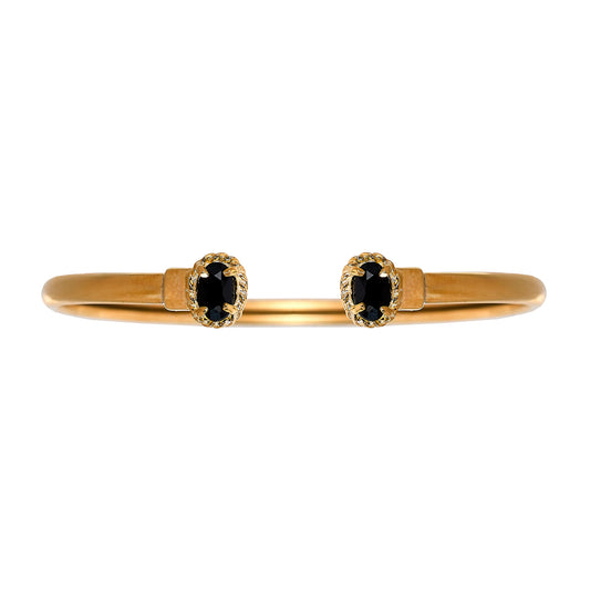 Pre-Owned 9ct Gold 2 Sapphire Childs Open Ended Bangle