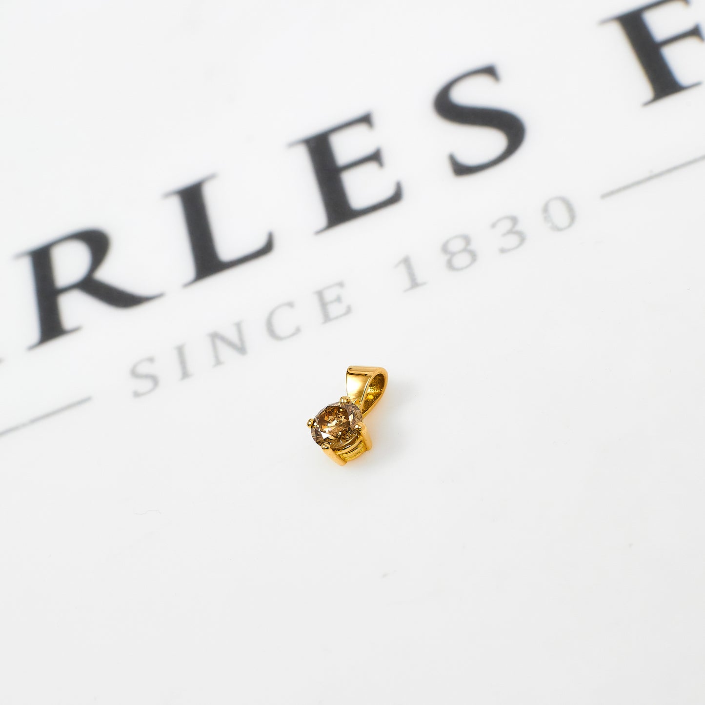 Pre-Owned 18ct Gold Brown Diamond Pendant Petite