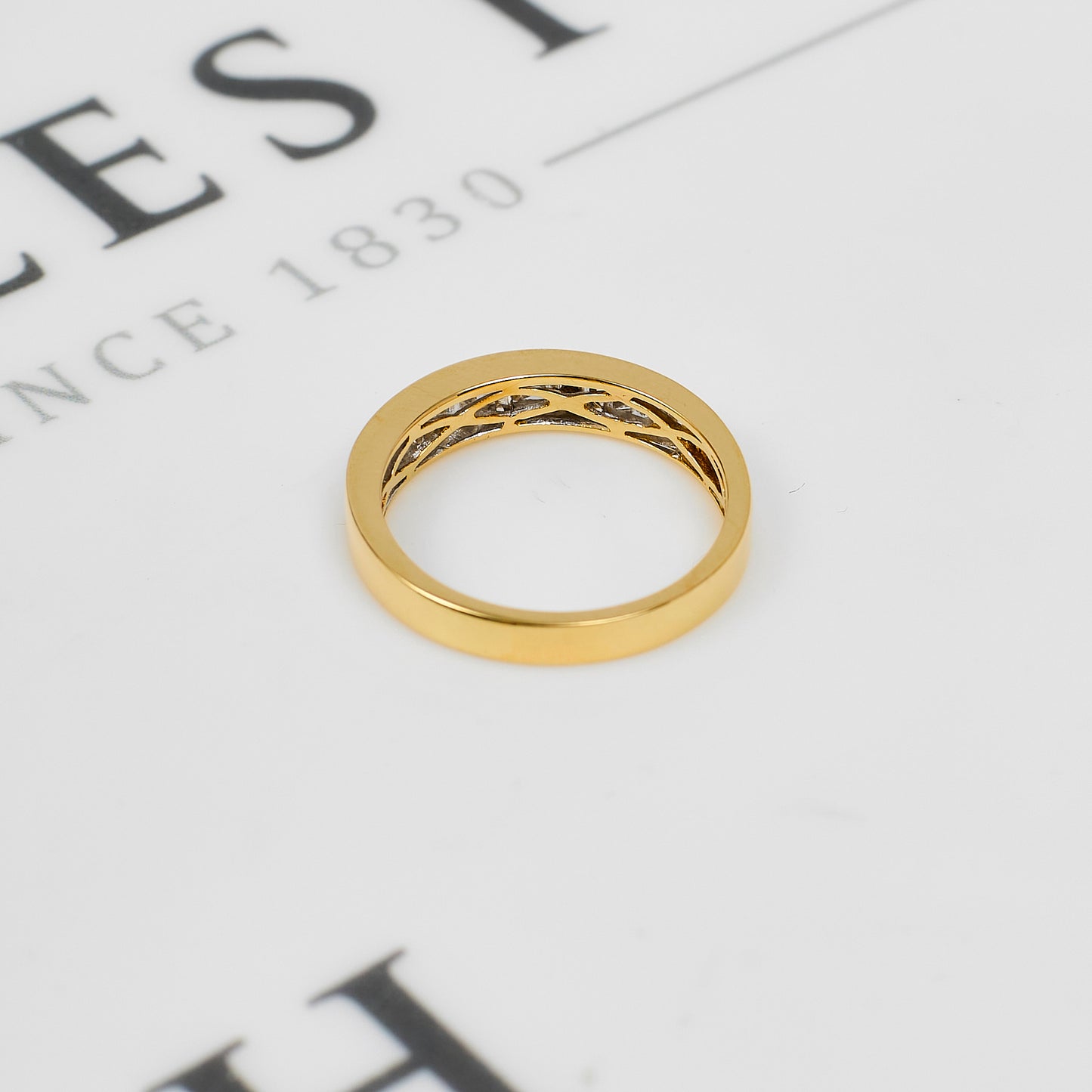 Pre-Owned 14ct Gold Baguette Cut Diamond Ring Size N.5