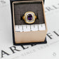 Pre-Owned 14ct Gold Amethyst & Diamond Cluster Ring Size M.5