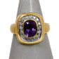 Pre-Owned 14ct Gold Amethyst & Diamond Cluster Ring Size M.5