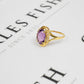 Pre-Owned 14ct Gold Oval Amethyst & White Zircon Ring Size Y