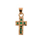Pre-Owned 14ct Gold Green CZ Cross Pendant