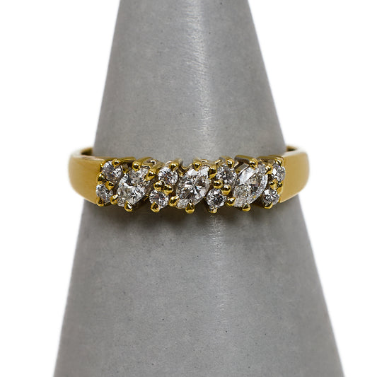 Pre-Owned 14ct Gold 11 Multi Diamond Ring Size L.5