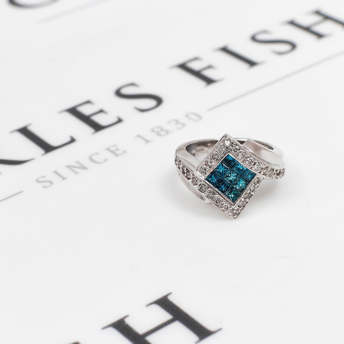 Pre-Owned 9ct White Gold Rhombus Diamond Cluster Ring Size M