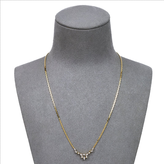 Pre-Owned 14ct Gold 10 Diamond Centre Dress Necklace 18 Inch
