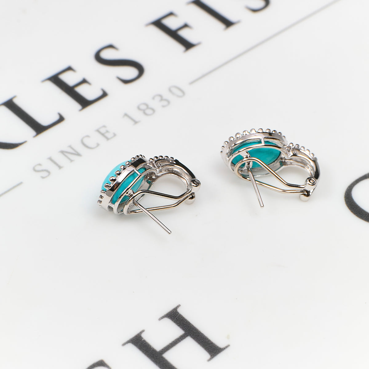 Pre-Owned 14ct Reconstituted Turquoise & Diamond SET