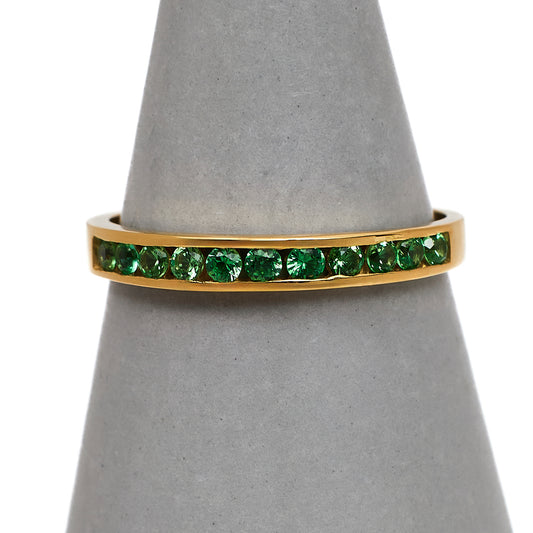 Pre-Owned 18ct Gold Green CZ Dress Ring Size T