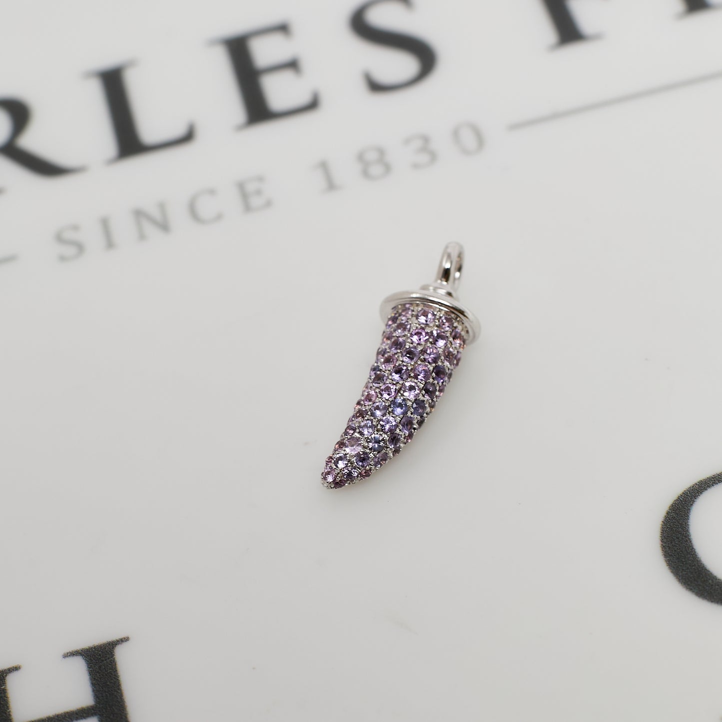 Pre-Owned 18ct White Gold Pink Sapphire THEO FENNELL Pendant