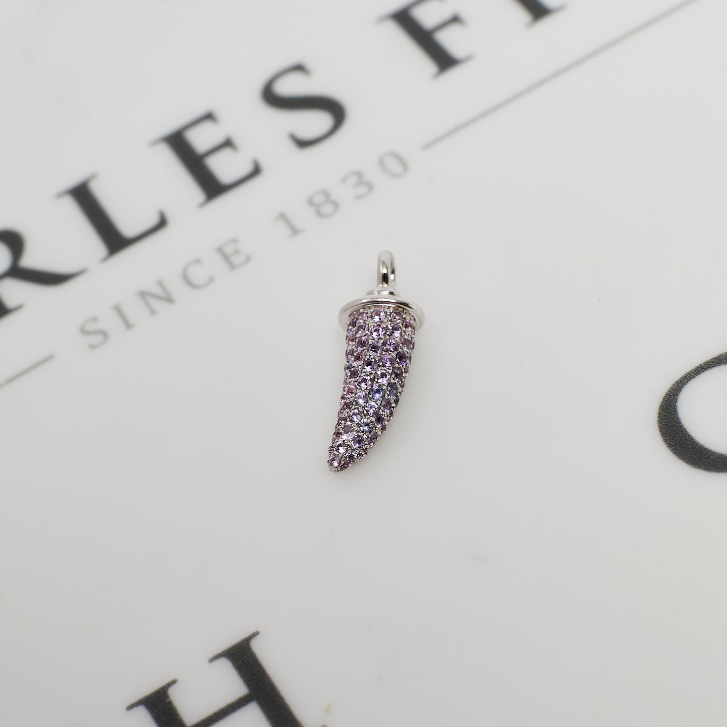 Pre-Owned 18ct White Gold Pink Sapphire THEO FENNELL Pendant