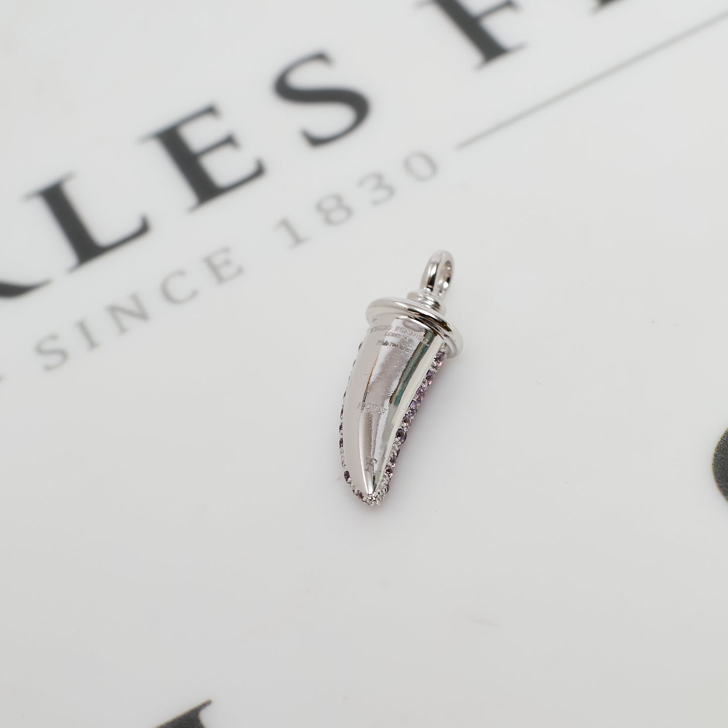 Pre-Owned 18ct White Gold Pink Sapphire THEO FENNELL Pendant