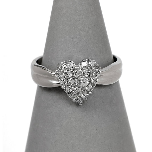 Pre-Owned 18ct White Gold Diamond Heart Ring Size N