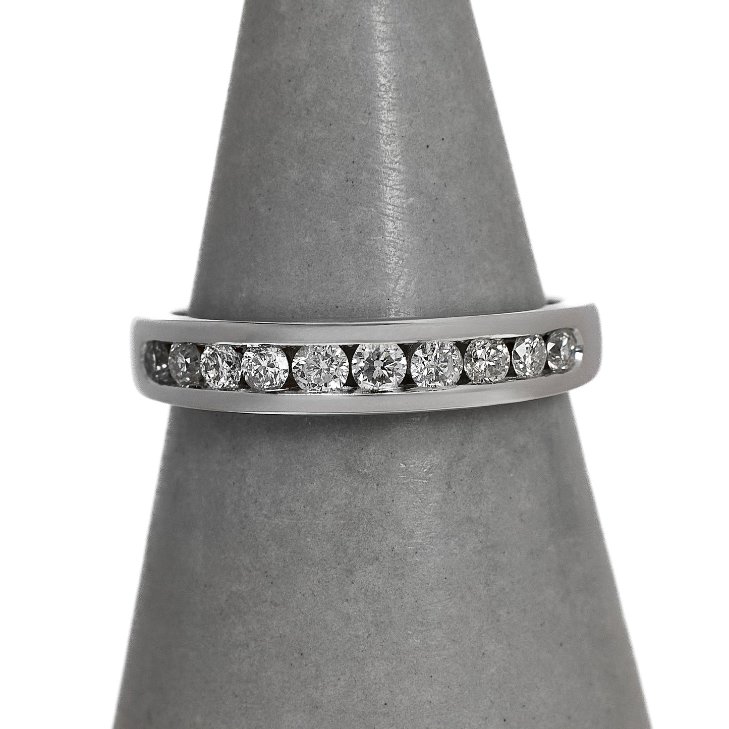 Pre-Owned 18ct White Gold 10 Diamond Ring Size J.5