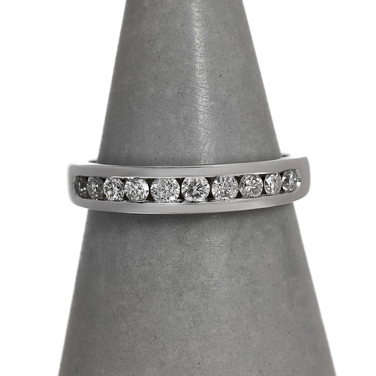 Pre-Owned 18ct White Gold 10 Diamond Ring Size J.5
