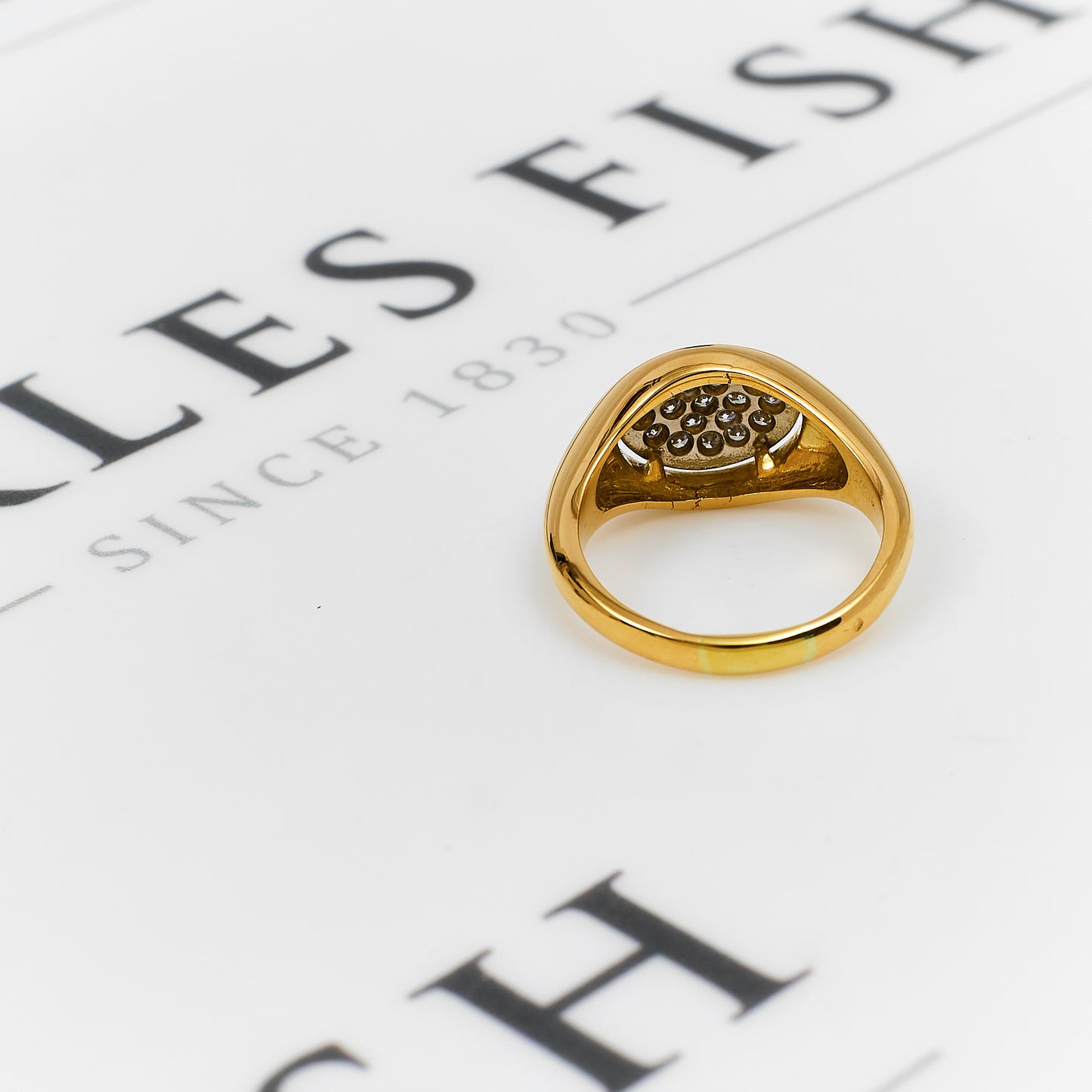 Pre-Owned 18ct Gold Oval Multi Diamond Signet Ring Size N