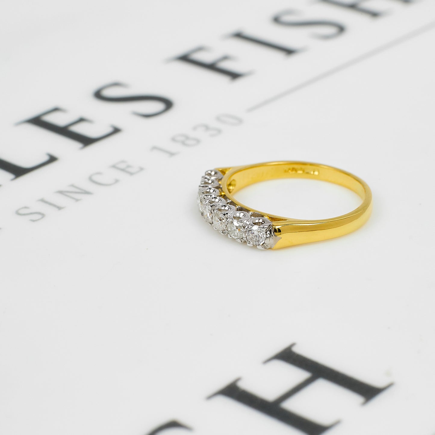 Pre-Owned 18ct Gold 7 Diamond Dress Ring Size N.5
