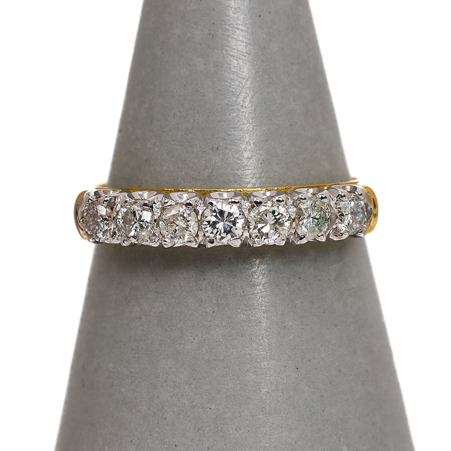 Pre-Owned 18ct Gold 7 Diamond Dress Ring Size N.5