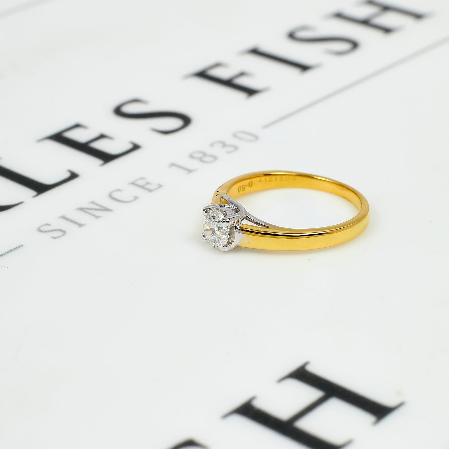 Pre-Owned 18ct Gold Diamond Solitaire Ring Size N.5