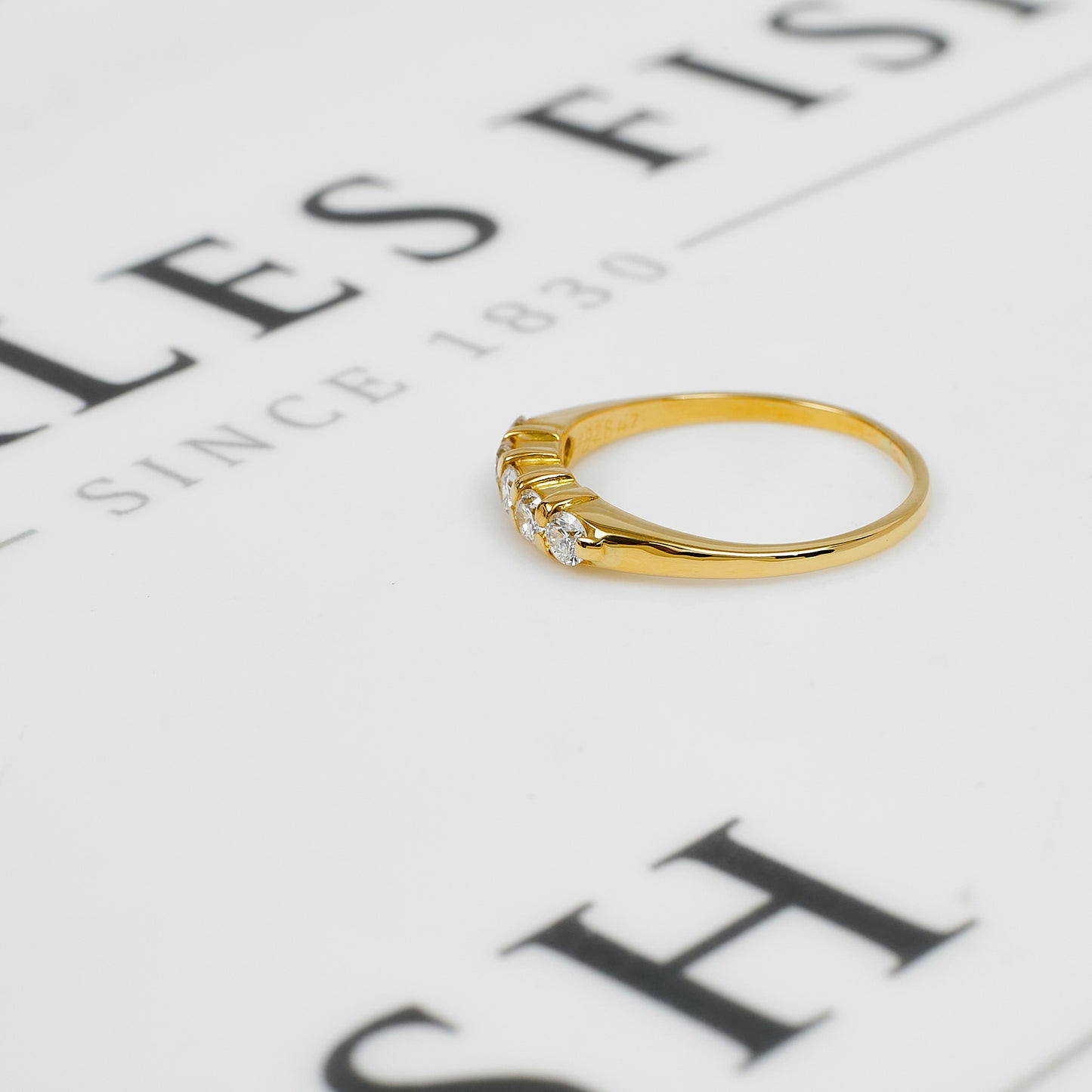 Pre-Owned 18ct Gold 5 Diamond Ring Size N.5