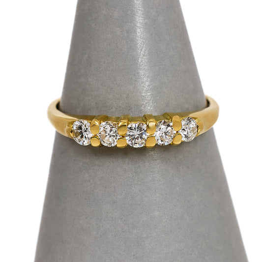 Pre-Owned 18ct Gold 5 Diamond Ring Size N.5
