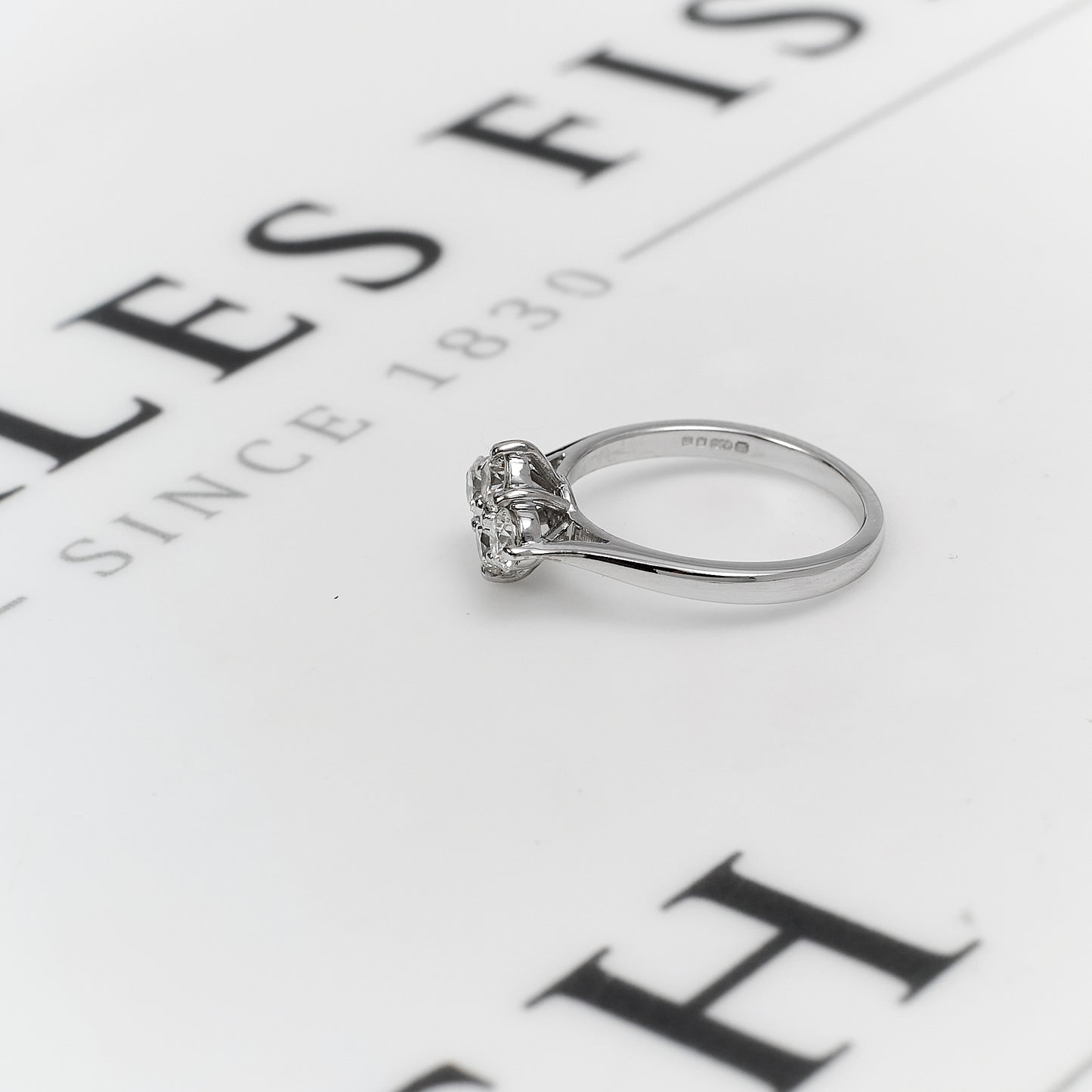 Pre-Owned 18ct White Gold 4 Diamond Ring Size H.5