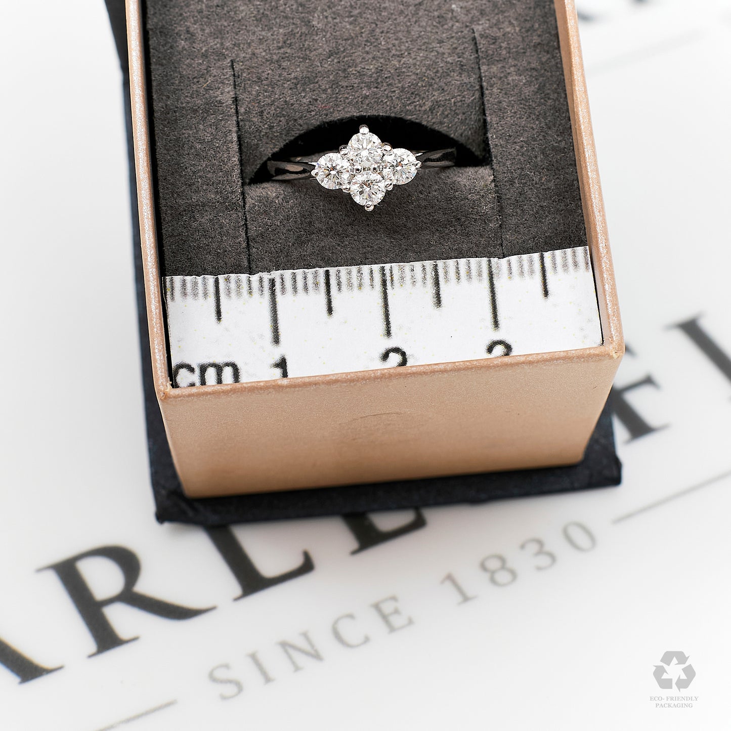 Pre-Owned 18ct White Gold 4 Diamond Ring Size H.5