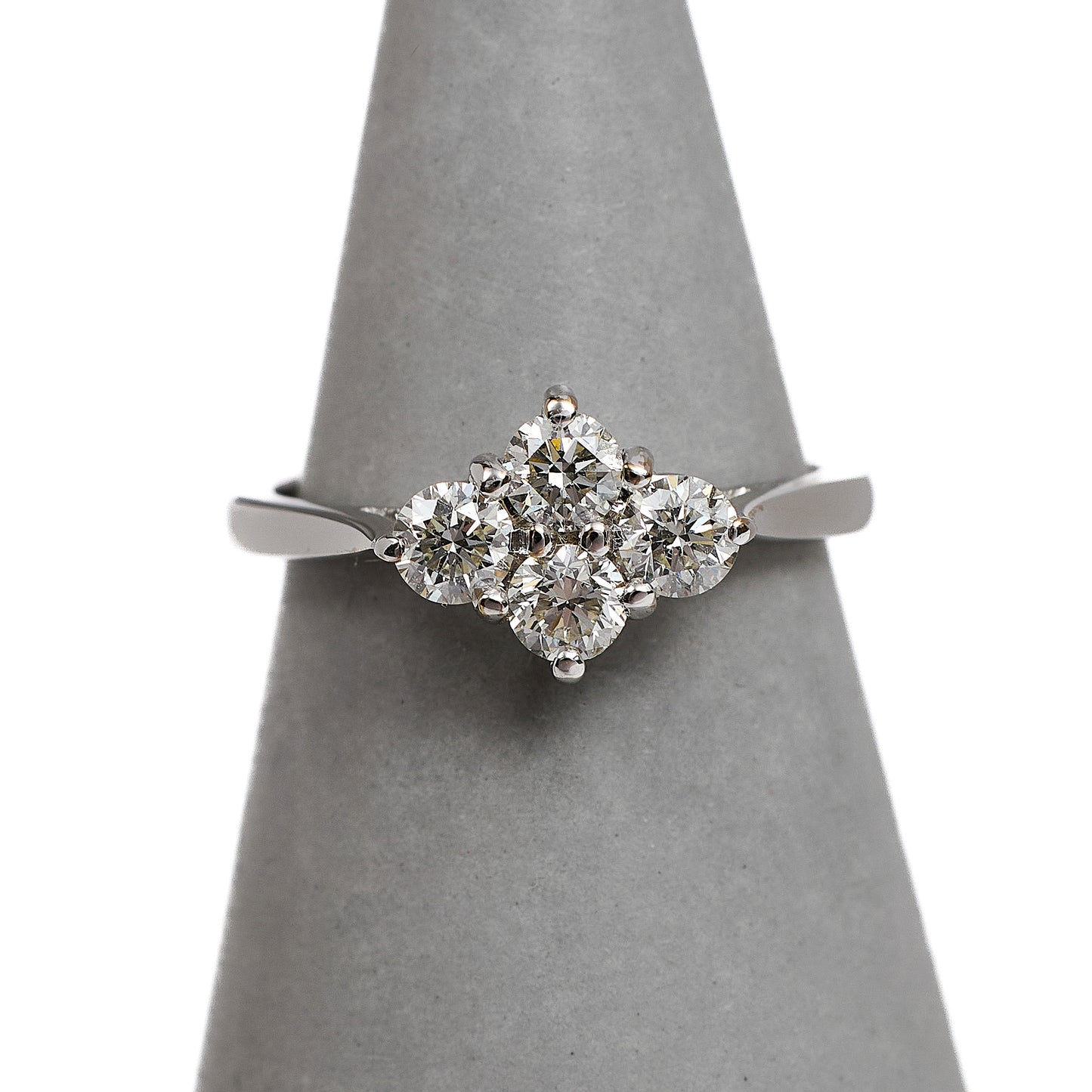 Pre-Owned 18ct White Gold 4 Diamond Ring Size H.5
