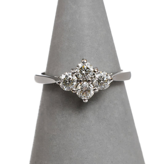 Pre-Owned 18ct White Gold 4 Diamond Ring Size H.5