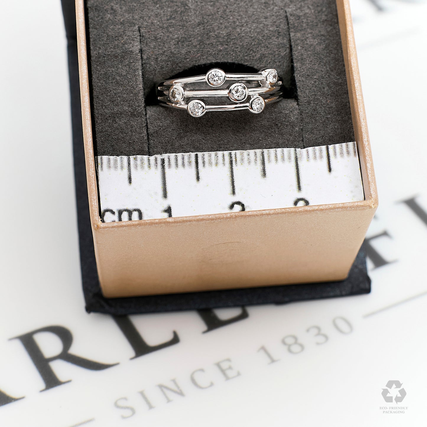 Pre-Owned 18ct White Gold 6 Rubover Diamond Ring Size L
